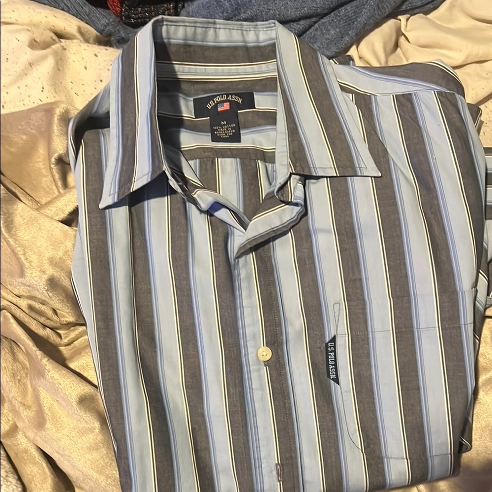 U.S. Polo Assn. Blue and Gray Casual Button Down Shirt